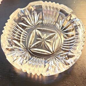 Vintage 4 inch clear star patterned Cut Glass Ashtray